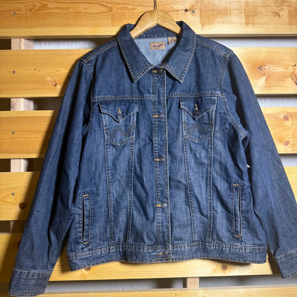 Wrangler Denim Trucker Jacket Womens XL Blue